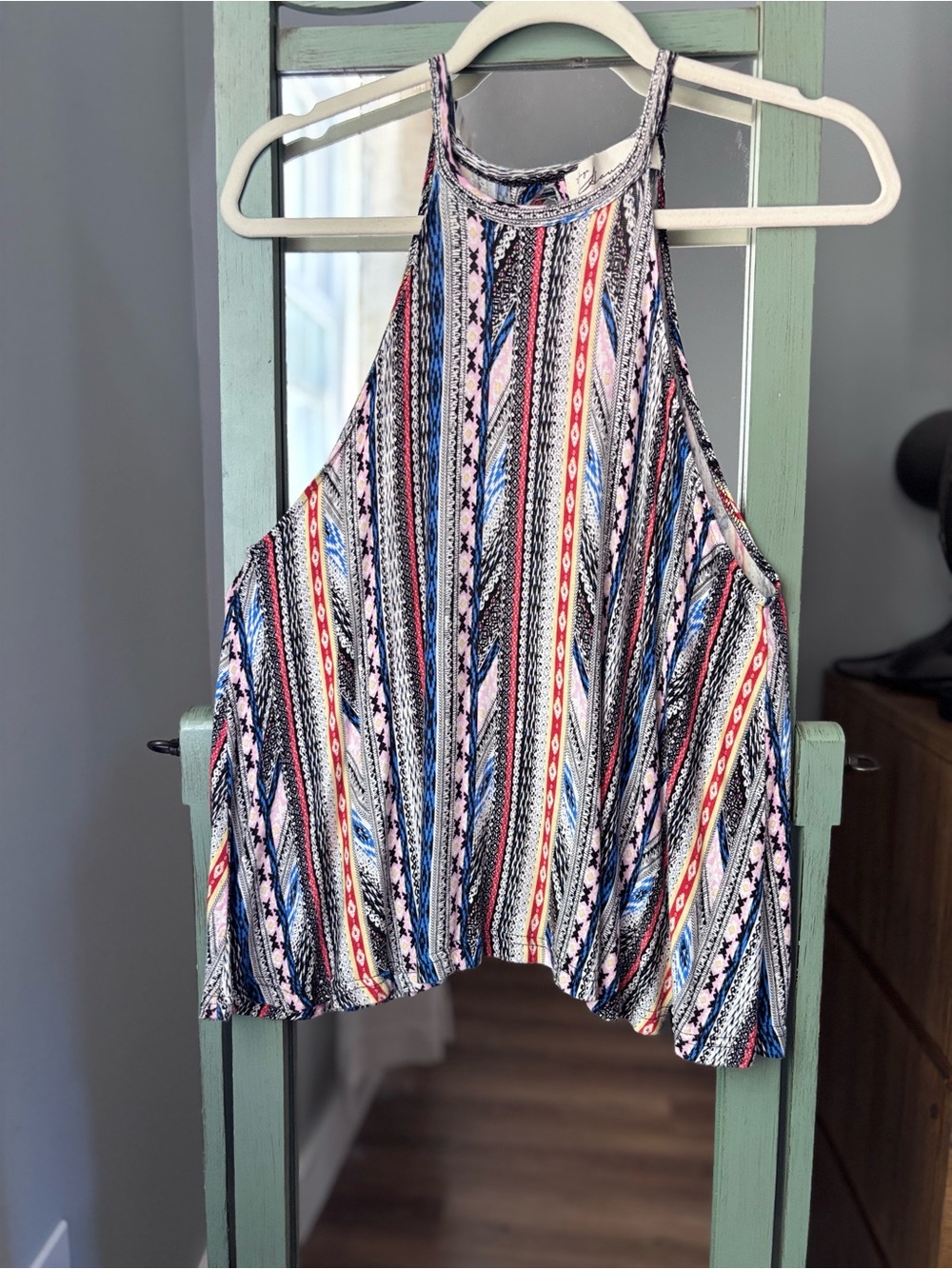 Vintage Havana Multicolor Striped Halter Tank with Open Back - Size Small